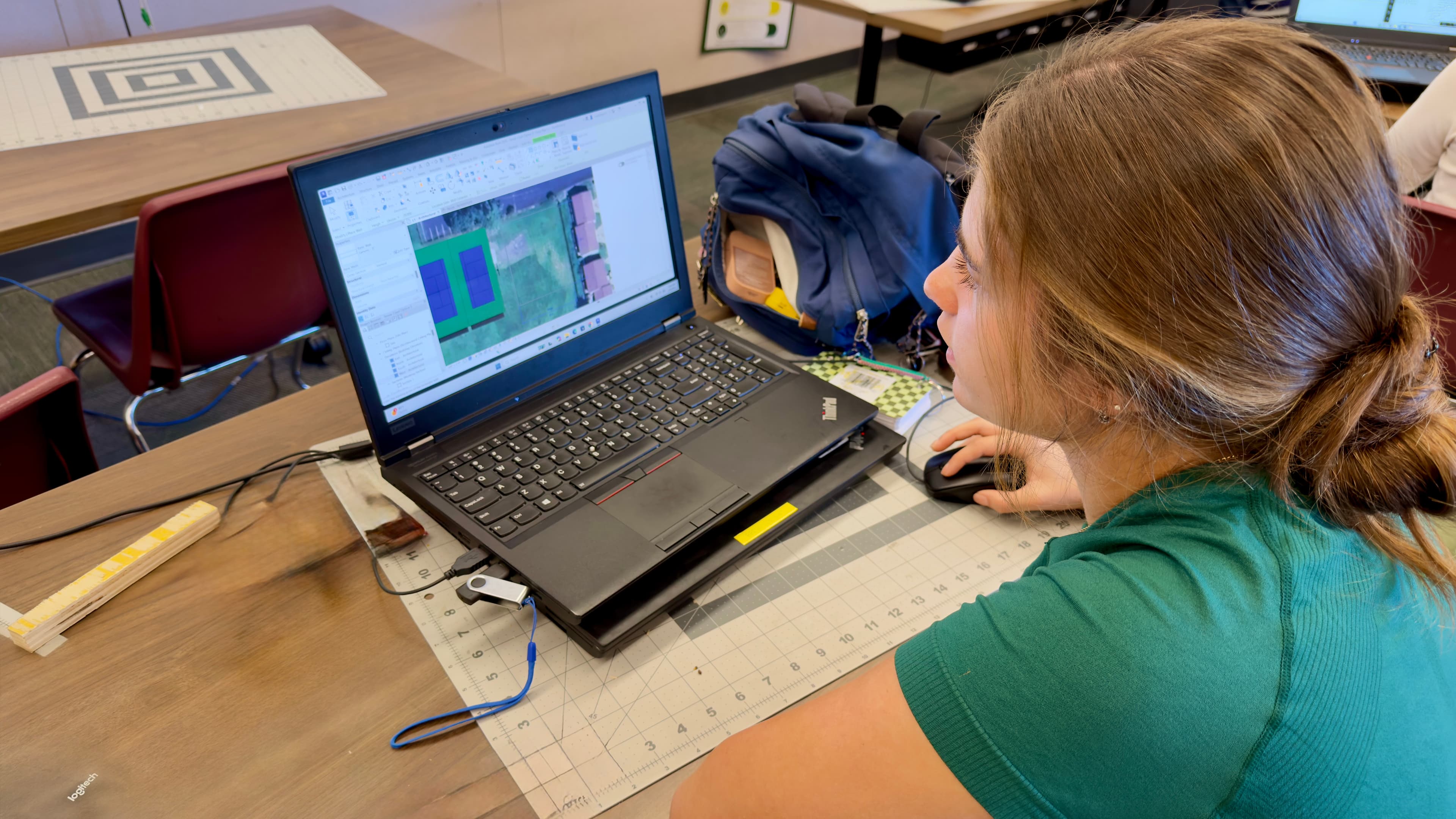 A GEA student working on an architectural design in Revit